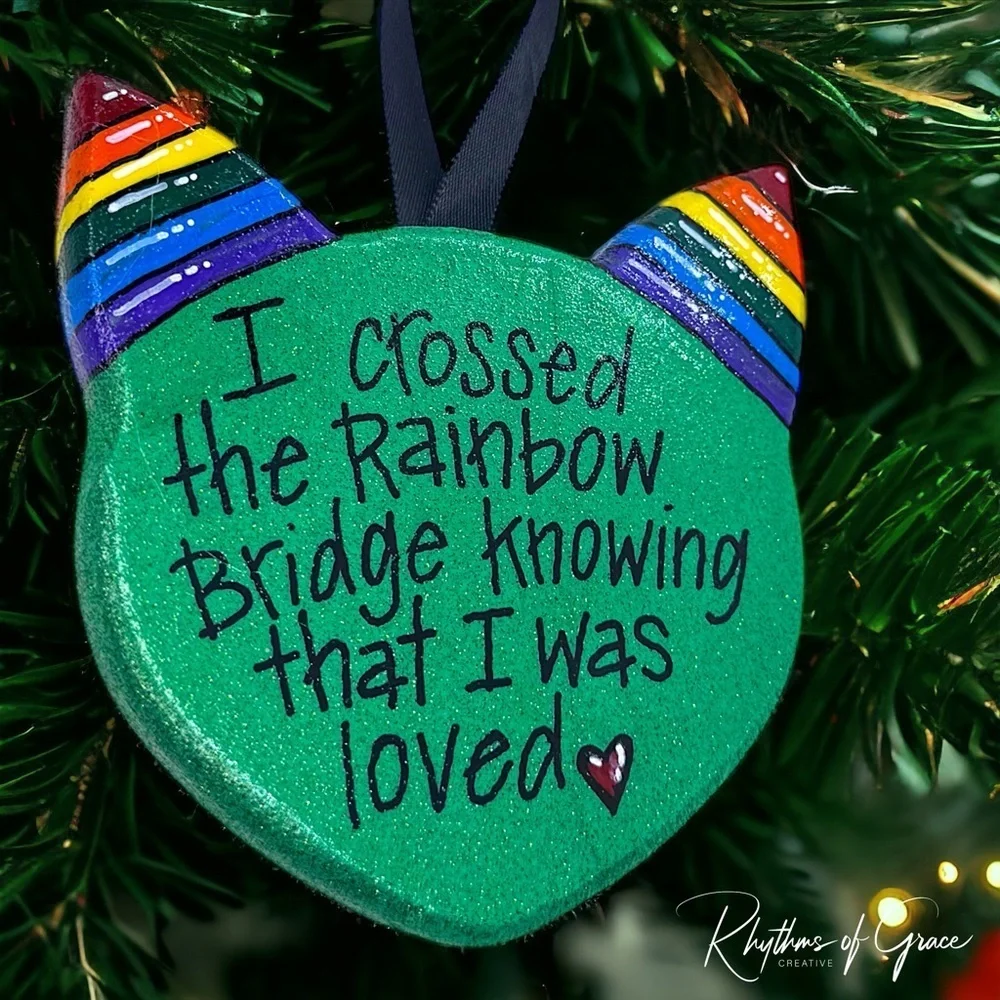 Purr-fect Tribute: Rainbow Bridge Cat Ornament. Personalized Custom Christmas